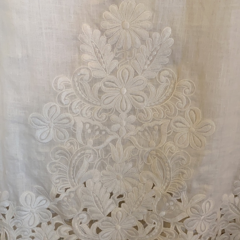 J. Crew White Linen Embroidered Top - Picture 3 of 5